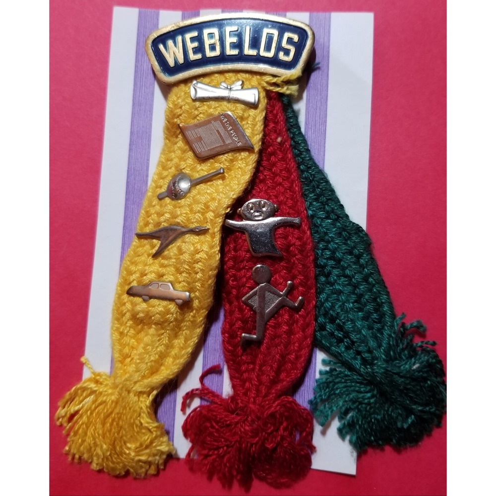 Boy Scouts- WEEBLOS -Clutch Back Pins Display - Excellent Vintage Condition